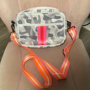 Haute Shore white and grey camo crossbody bag